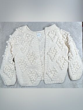 Chicwish Cream Chunky Knit Bobble Cardigan